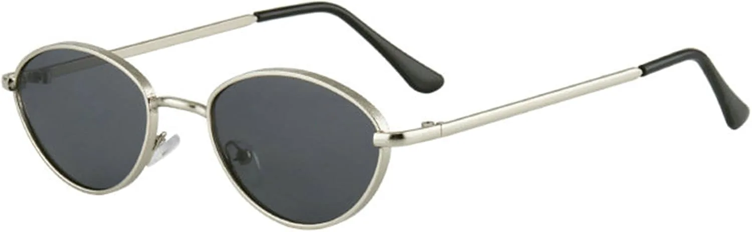 

Солнцезащитные очки COTIA Retro Small Cat Eye для женщин и мужчин, винтажные, в овальной металлической оправе, модный дизайн, в стиле хип-хоп, Silver Grey