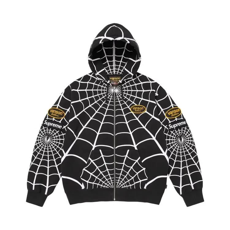 Толстовка на молнии с капюшоном Supreme x Vanson Leathers Spider-Man, черный