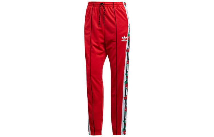 

Трикотажные спортивные штаны женские алые Adidas Originals