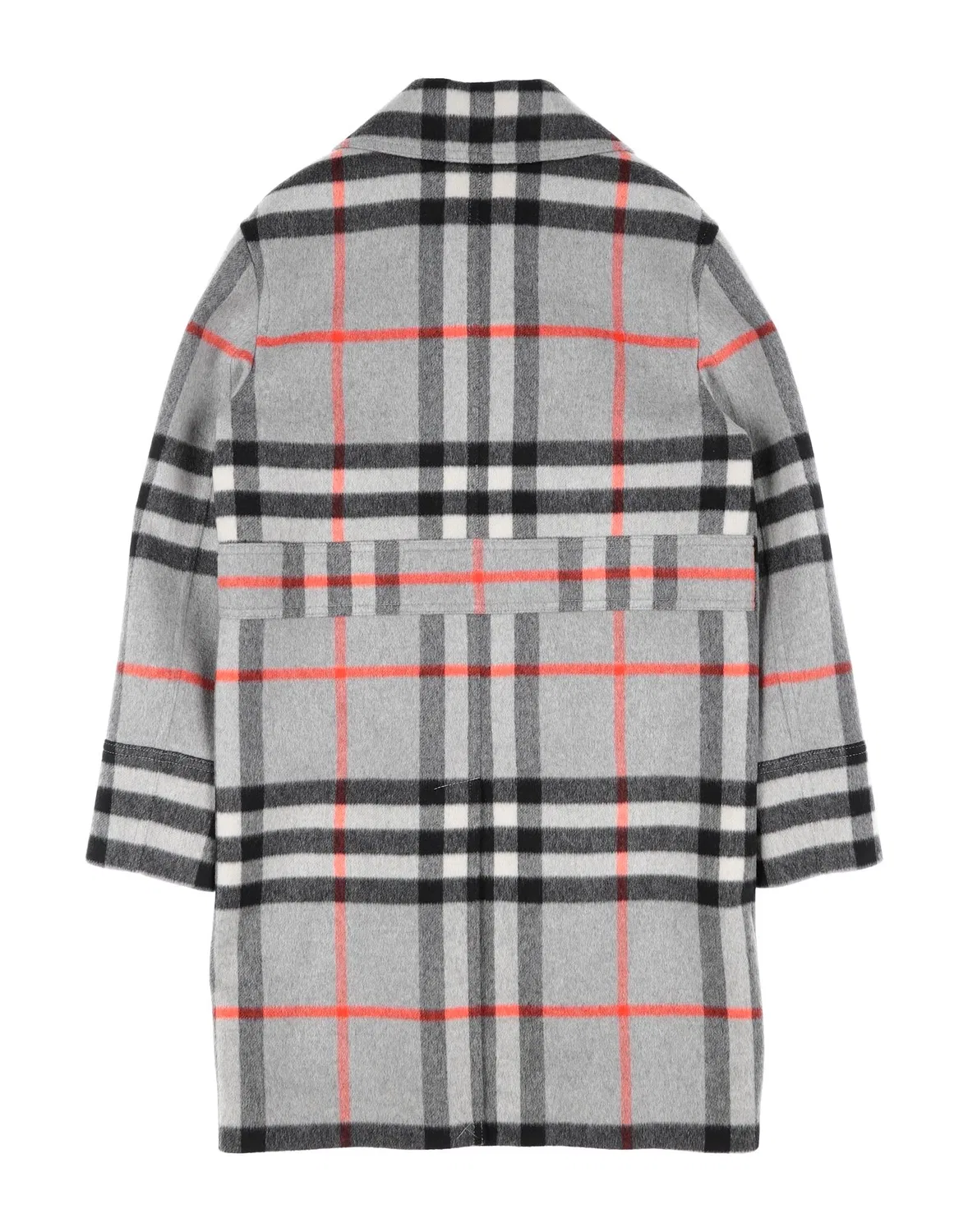 Пальто двубортное с дизайнерским мотивом BURBERRY серое — фото 2