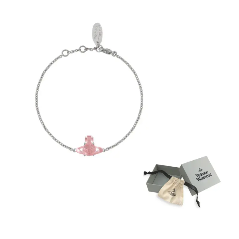 

Vivienne Westwood Браслет в стиле киберпанк с искусственными кристаллами «Сатурн», прозрачный, женский, серебристый/розовый