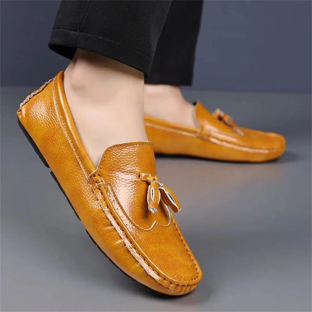 Лоферы мужские из кожи, Adhdyuud, Moccasin, оранжевый — фото 2
