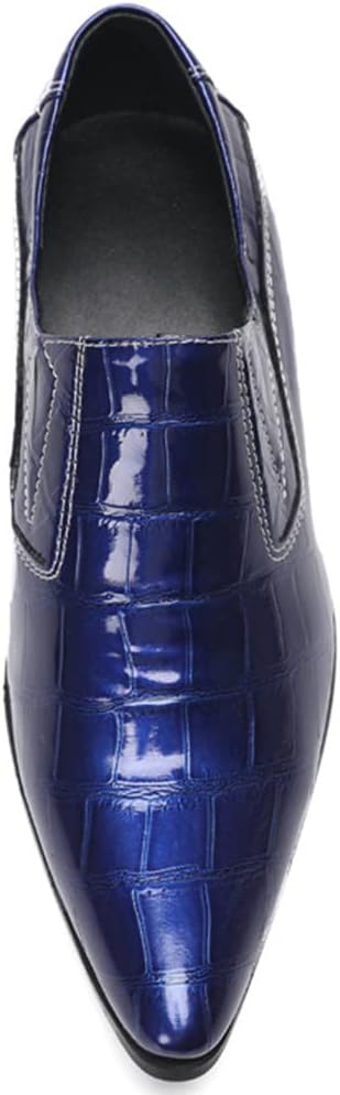 Мокасины Santimon Mens Slip On - Дресс-обувь из натуральной кожи с подкладкой, с потемневшей клетчатой отделкой, повседневные для вечеринок, бизнеса и свадеб, синий — фото 4