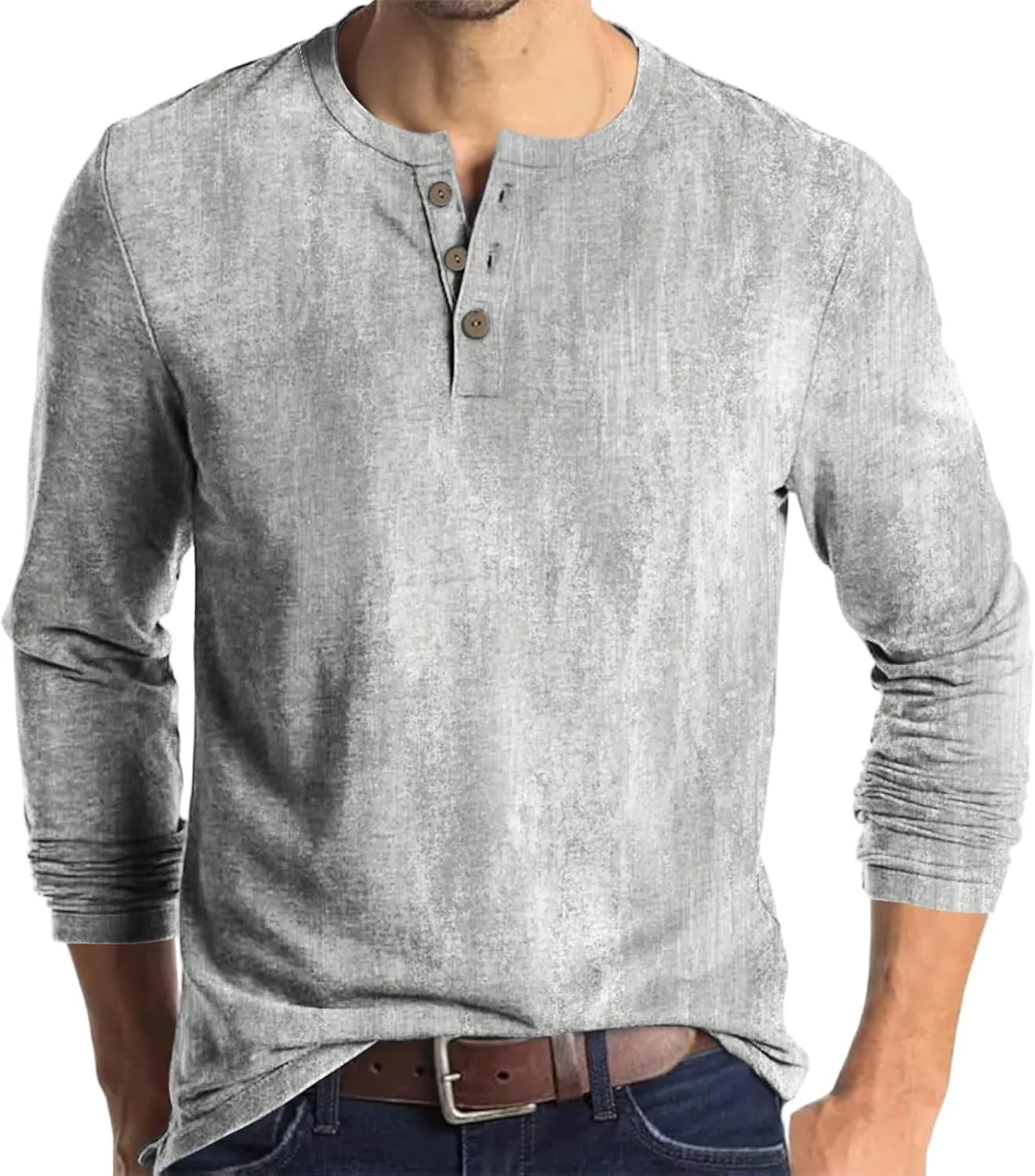 

Мужская летняя футболка с длинным рукавом Henley, M-3XL