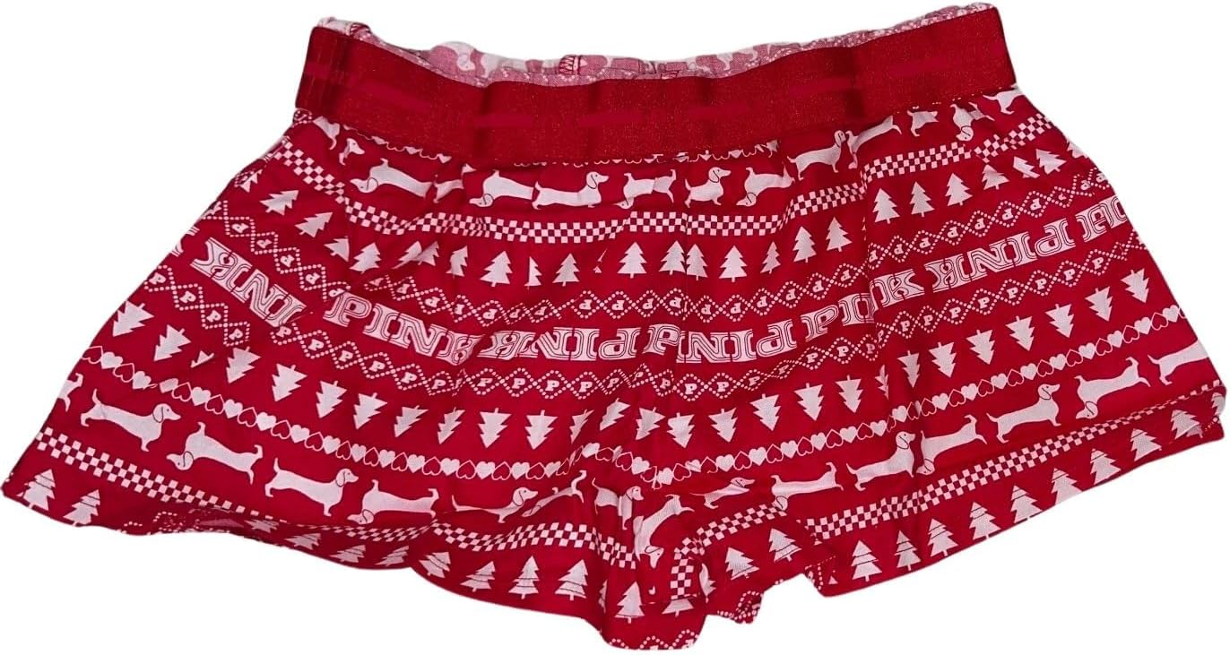 Пижама Victoria's Secret розовая фланелевая, свободная, короткая, цвет красный, с рождественским принтом, новинка, Red Christmas Print — фото 3