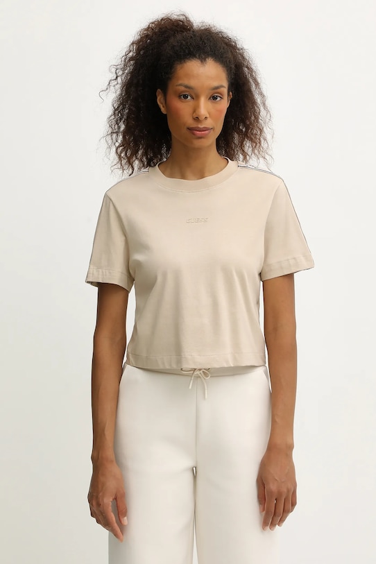 

Хлопковая футболка BRITNEY Guess, бежевый