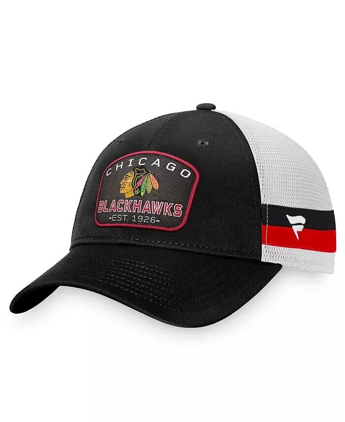 

Мужская регулируемая кепка в черно-белую полоску Chicago Blackhawks Fundamental Trucker Fanatics, черный