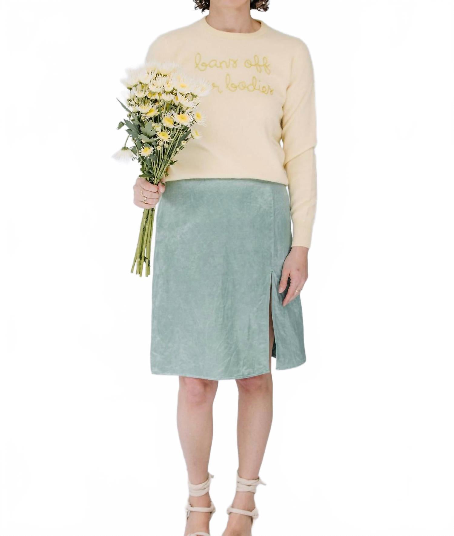 

Свитер Bans Off Our Bodys с круглым вырезом цвета канареечного лайма Lingua Franca, Canary Lime