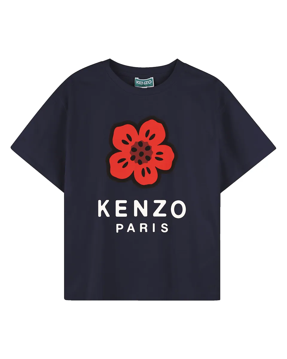 

Синяя футболка из хлопка Kenzo Kids, тёмно-синий