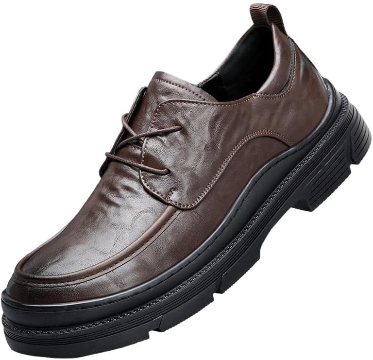 

Модные мужские повседневные кожаные туфли с толстой подошвой. Простой дизайн, но не упрощенный. Комфортная и мягкая подкладка. Прочные и нескользящие каблуки. Подходят для делового и официального стиля одежды Clolinde, коричневый