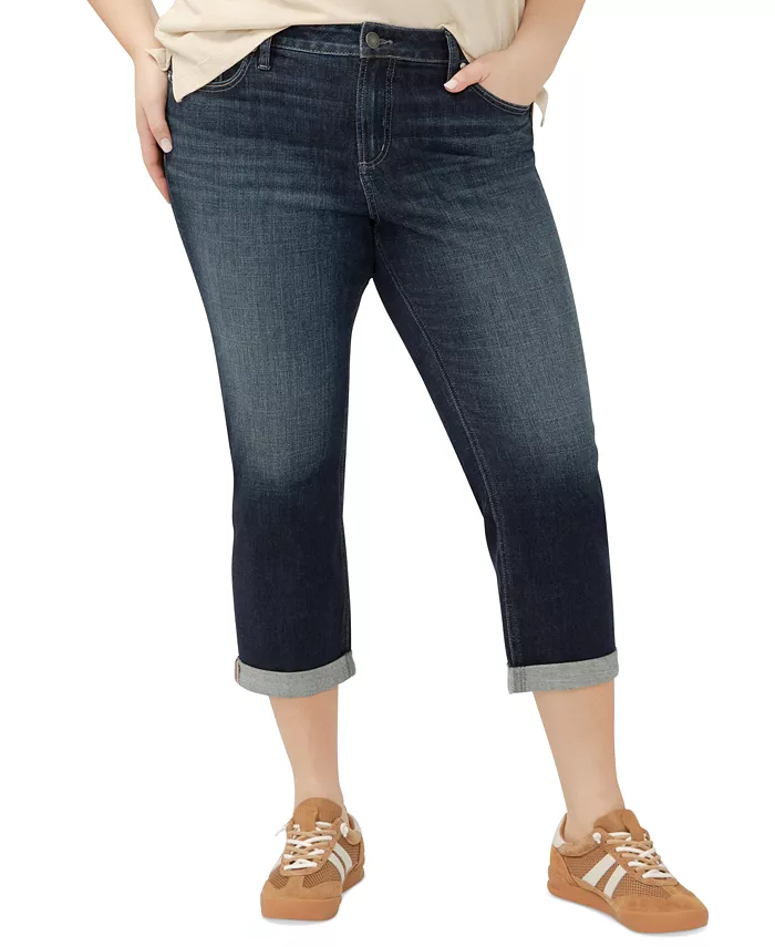 

Джинсы с закатанными манжетами Elyse укороченные для полных Silver Jeans Co., синий