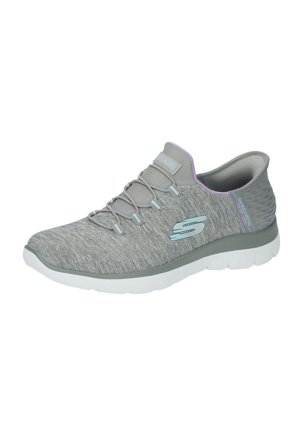 Женские слипоны Summits с амортизацией Dazzling Haze, которые можно стирать в машине SKECHERS, цвет Gray Mesh Multi