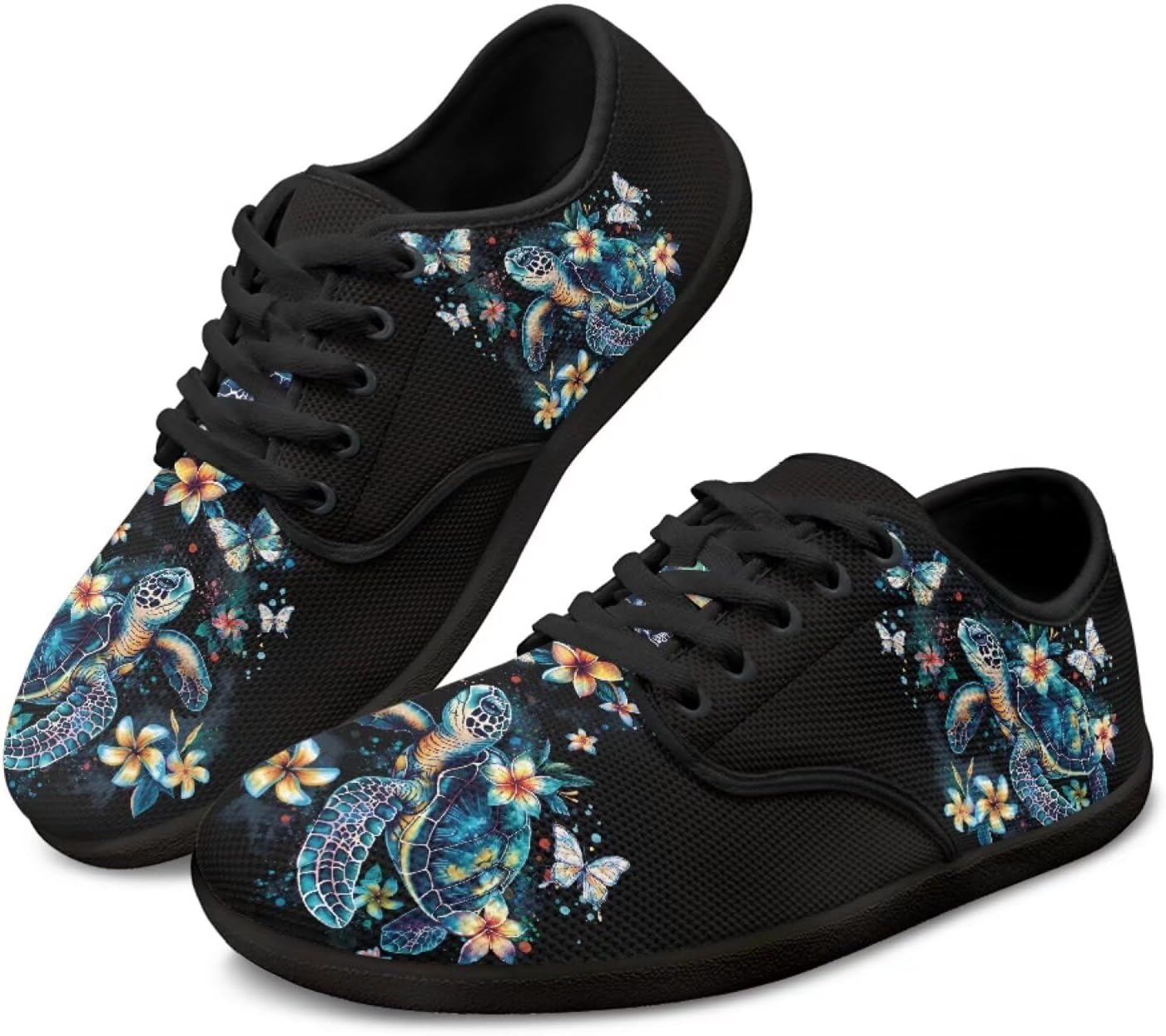 

Кроссовки с широкой носочной частью, плоской подошвой, стильные, дышащие, сетчатые, для тенниса и спорта, для женщин и мужчин Pointodoor, Sea Turtle Hibiscus
