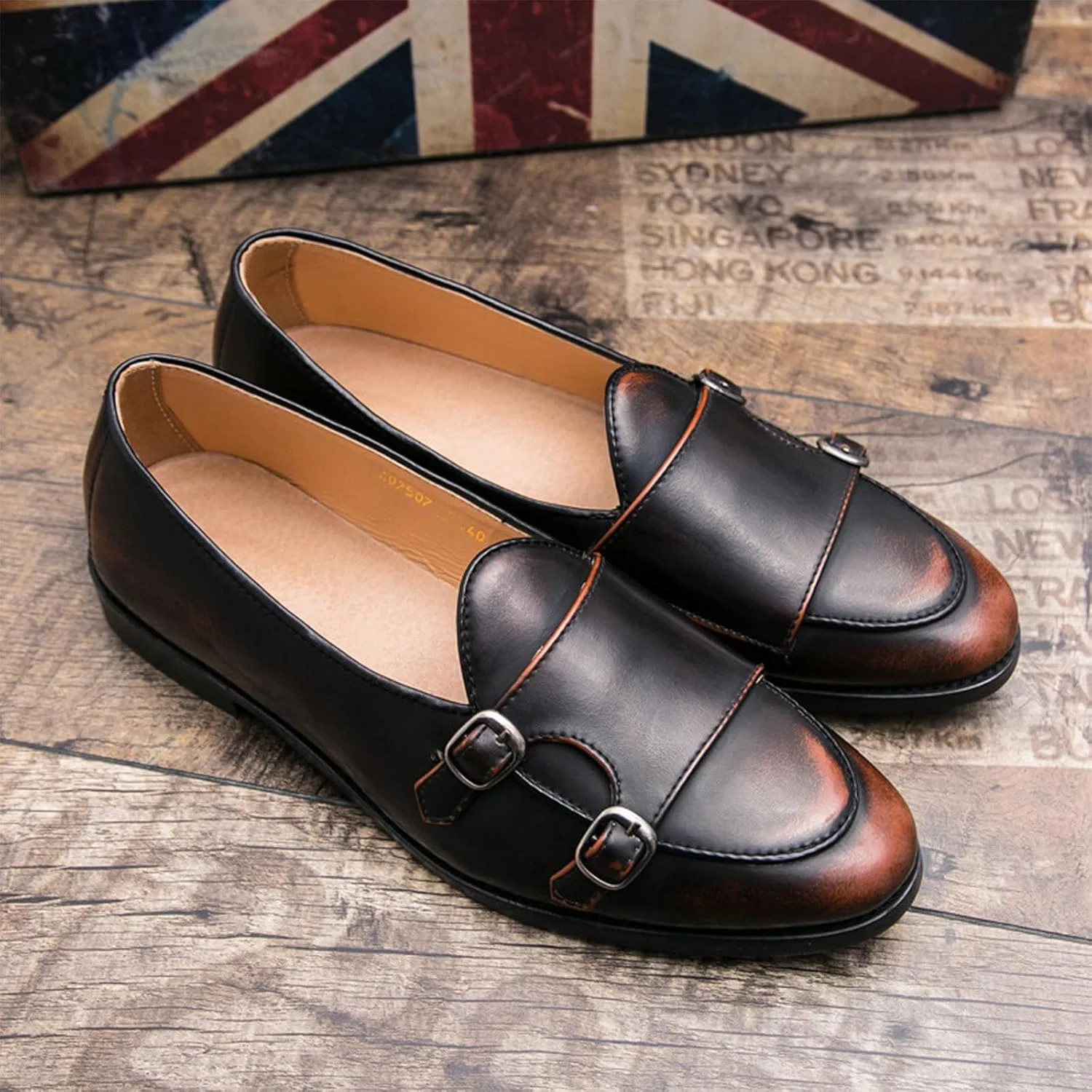 Туфли-лодочки кожаные, повседневные, Oxford, Black Brown Optigard — фото 2