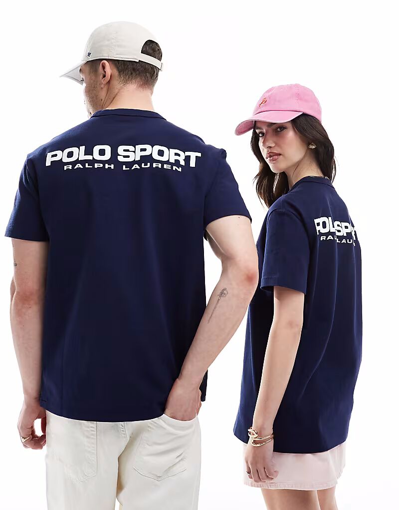 

Polo Ralph Lauren - Sport Capsule - футболка унисекс из плотной ткани темно-синего цвета с принтом спереди и сзади