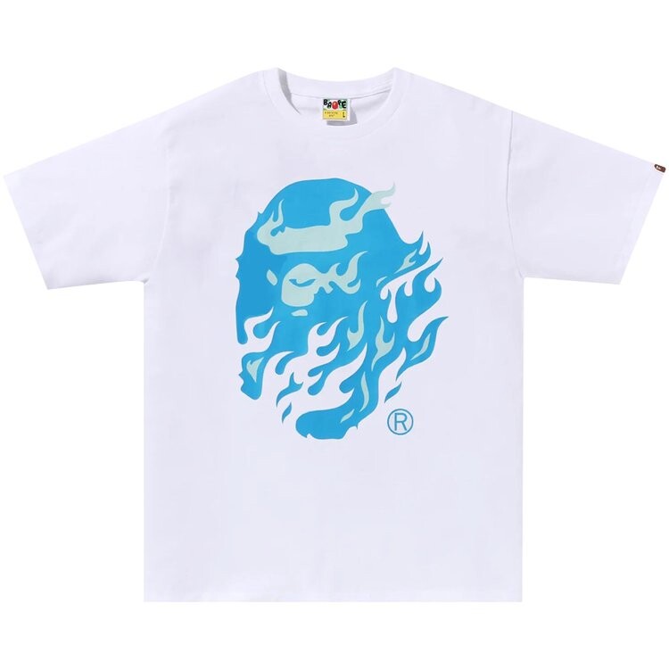 

Футболка BAPE Flame Ape Head Tee, цвет White/Blue