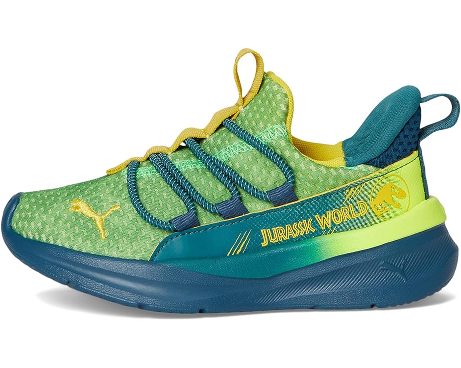 Кроссовки PUMA Kids Softride One4All Jurassic World Slip-On Shoes, цвет Yellow Alert/Ocean Tropic/Pelé Yellow — фото 4