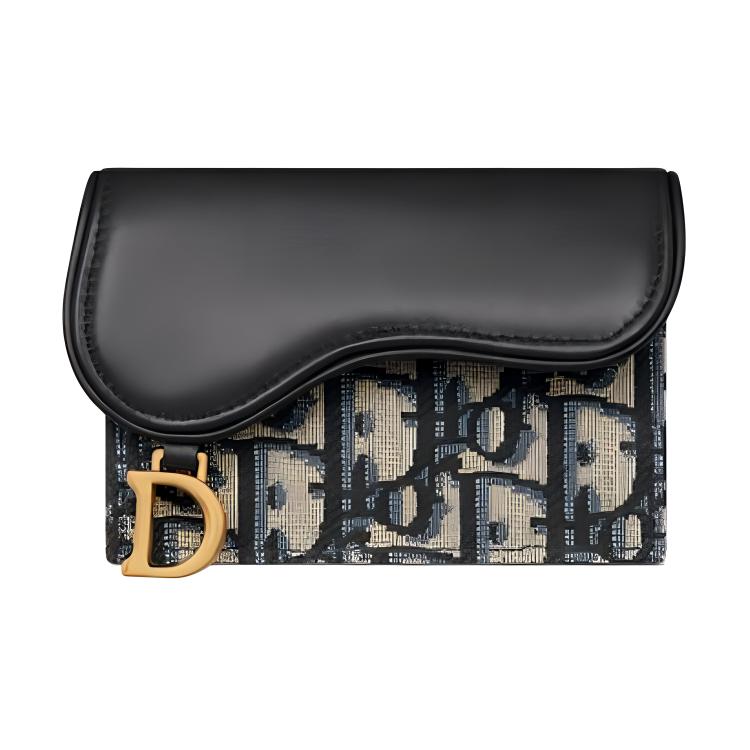 

Dior Женский держатель для карт из мягкой телячьей кожи с косым кроем, синий