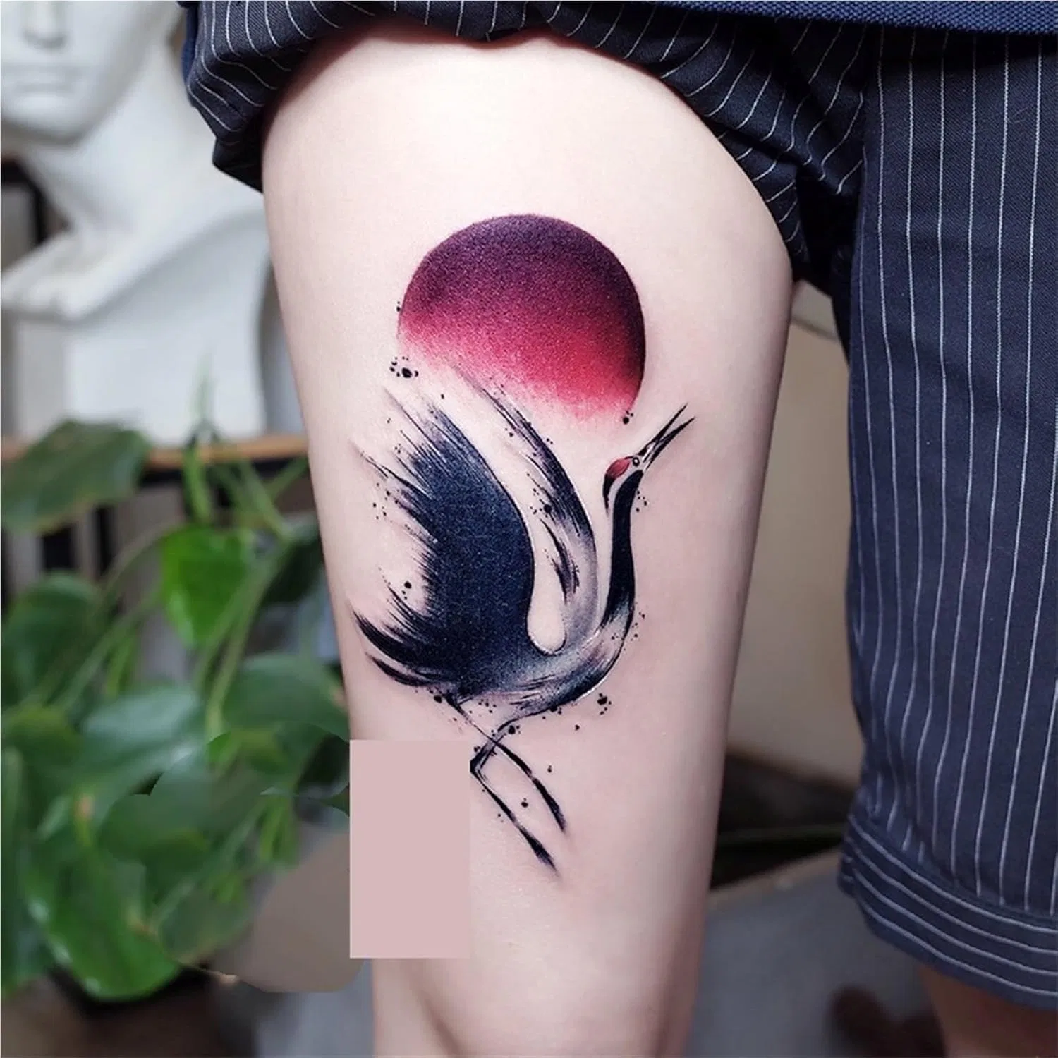 Временные татуировки Sunrise Ink в китайском стиле для бедра, 2 шт., один цвет