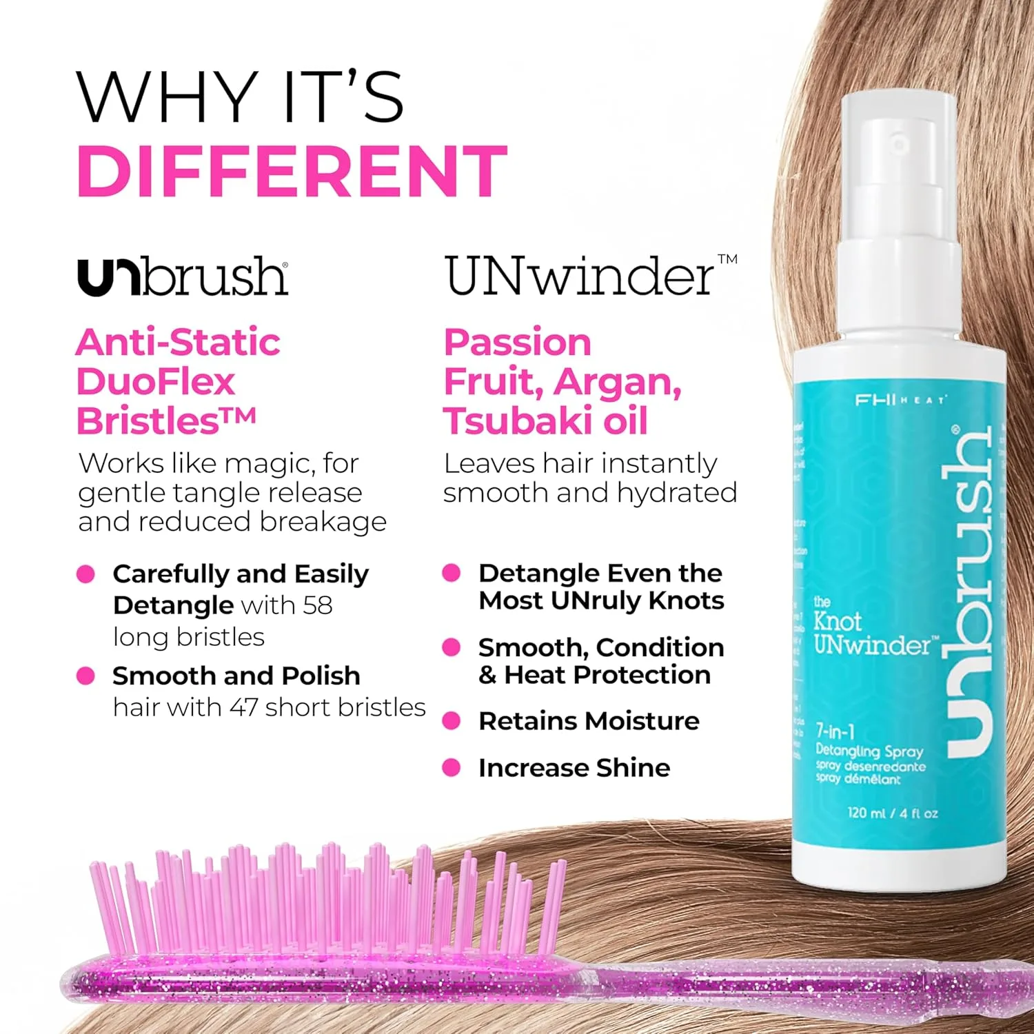 Спрей FHI Heat UNbrush and UNwinder, Rose Quartz Pink — фото 2