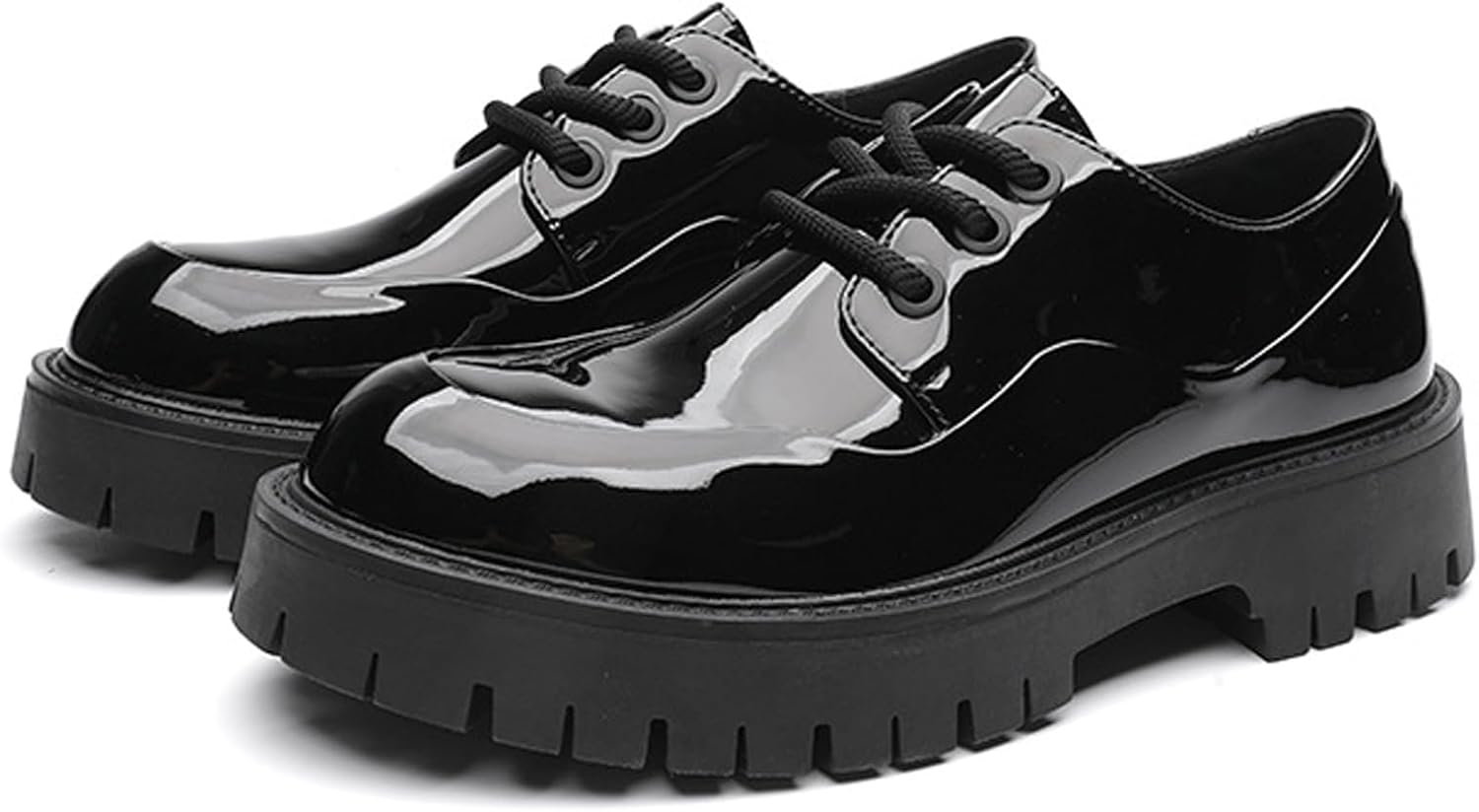 

Туфли оксфорды для мужчин из черной кожи с платформой и массивным каблуком, удобные с круглым носком, массивной подошвой с протектором, противоскользящие, обувь для офиса и бизнеса Nengmaon