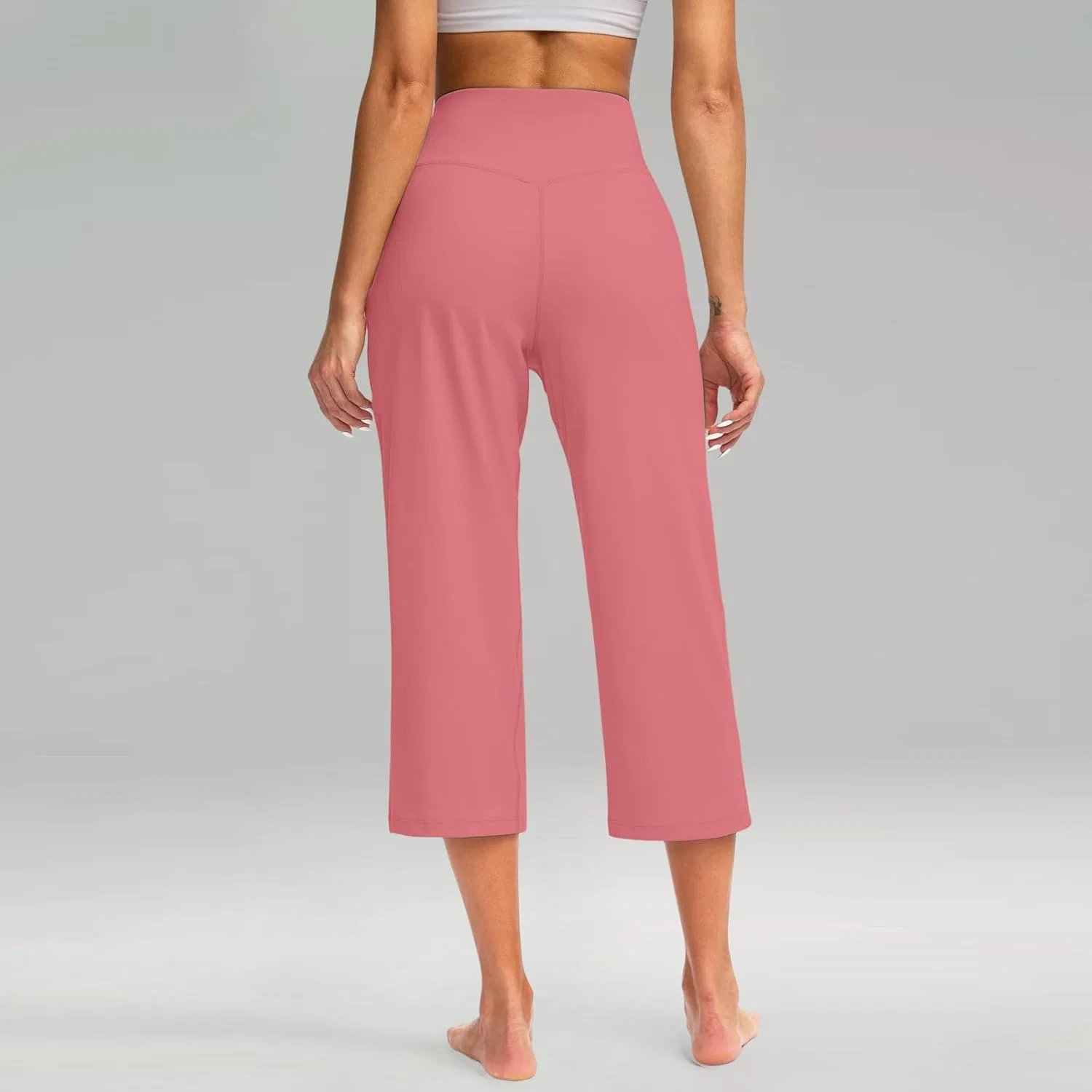 Капри для йоги женские, широкие брюки с карманами, Hot Pink — фото 2
