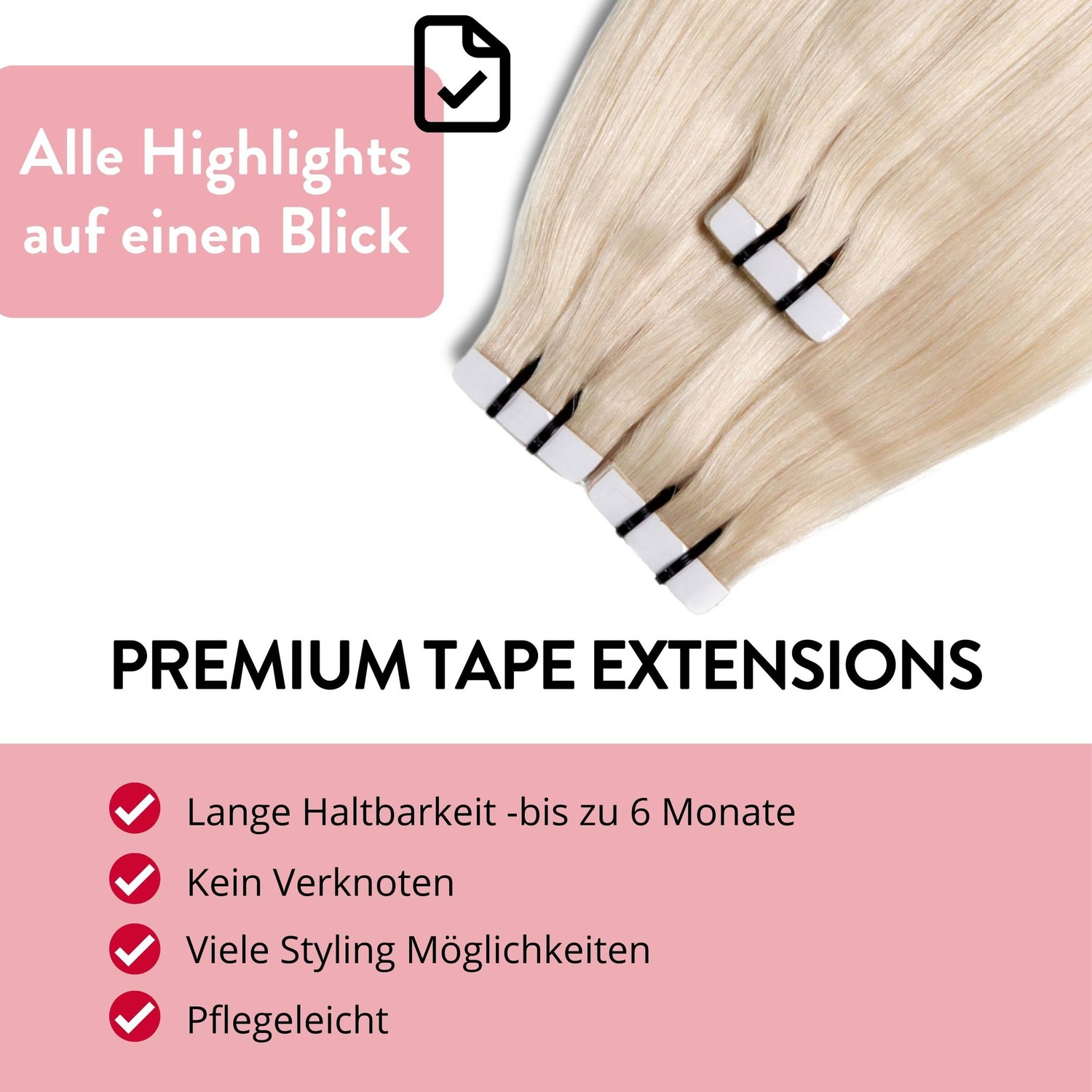 Накладные волосы tape extensions premium echthaar #10/0 hell-lichtblond Hair2Heart, 50cm, количество 1 шт. — фото 3
