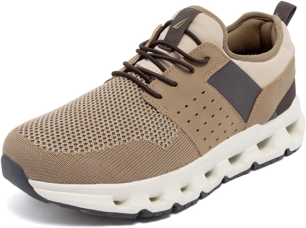 

Мужские кроссовки Nautica для бега, спортивные, модные, с шнуровкой, мягкие для тренировок, тенниса - с амортизацией, дышащие, легкие и удобные, Taupe Zer