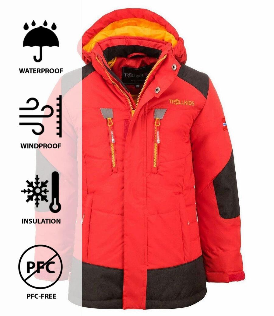 TROLLKIDS Детская зимняя парка Narvik Red / Sun Yellow — фото 3