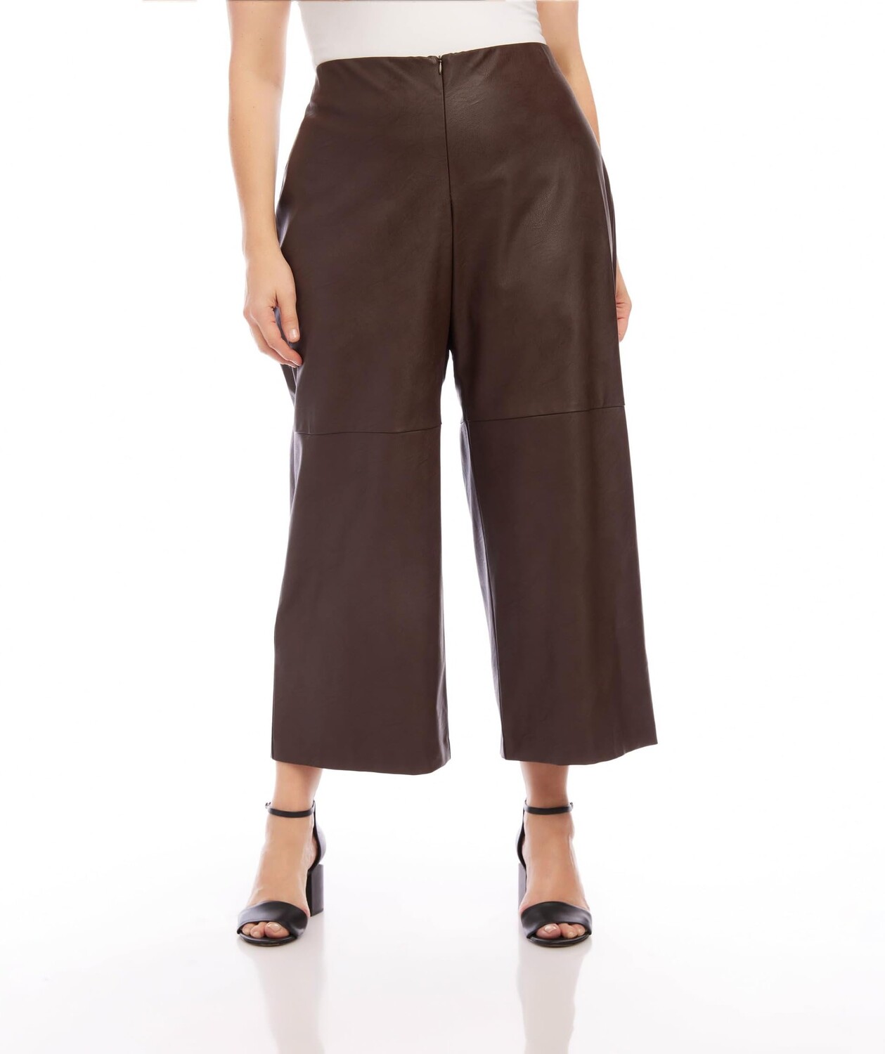 

Брюки Karen Kane Plus Size Cropped Vegan Leather Pants, коричневый