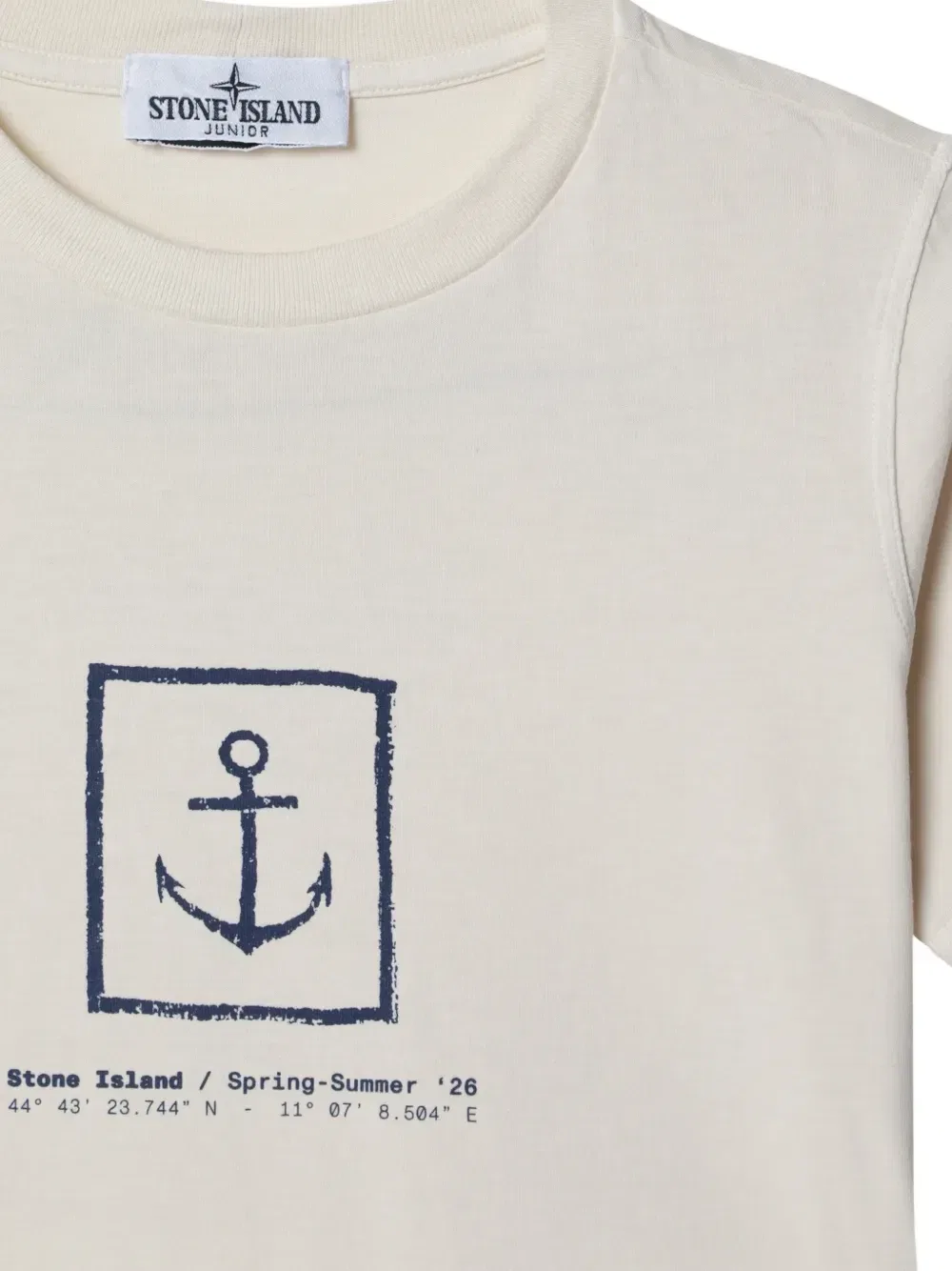 Футболка с принтом Stone Island Junior, бежевый — фото 3