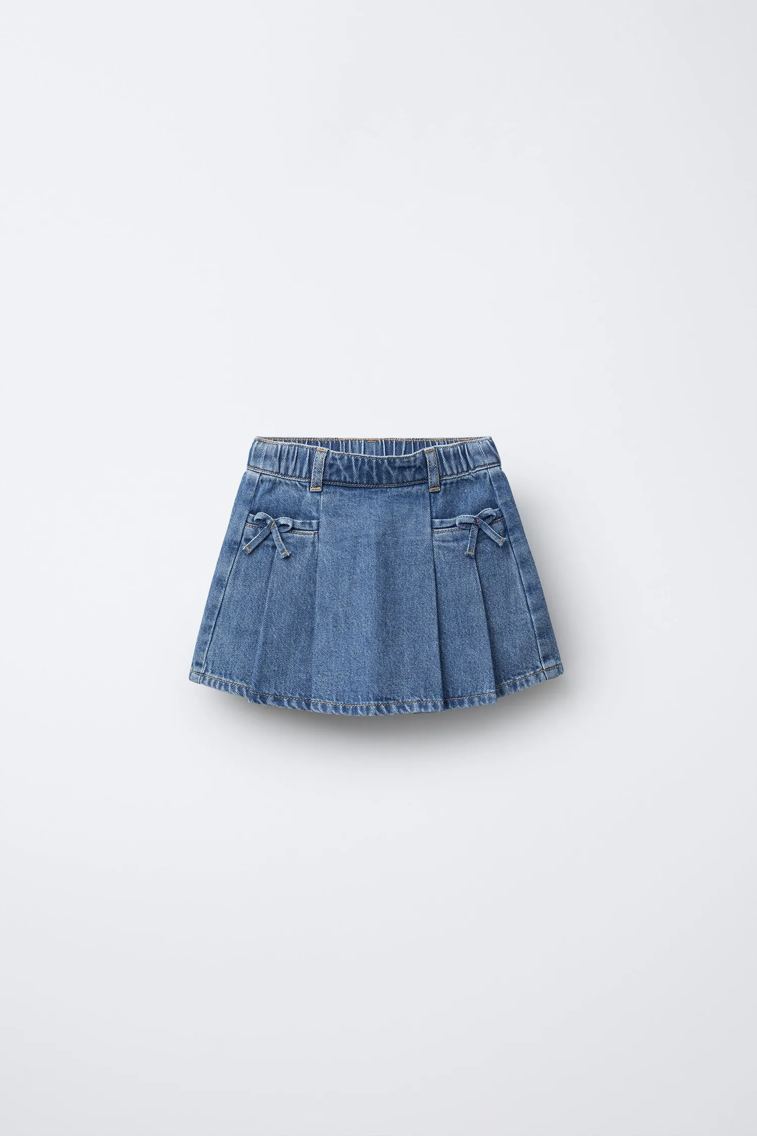 Zara Джинсовая юбка со складками и бантами