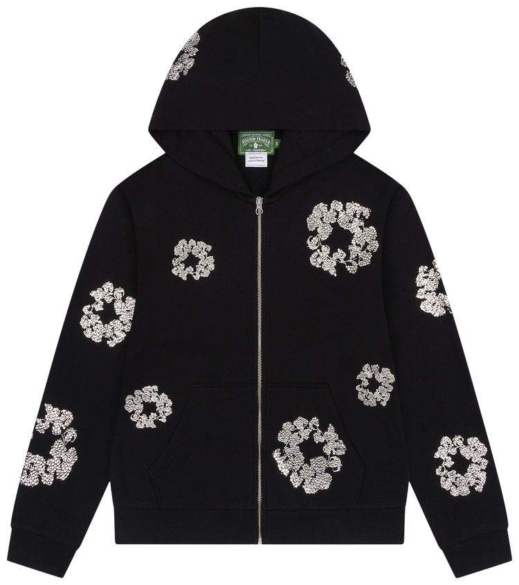 

Худи Denim Tears Cashmere Swarovski Cotton Wreath Zip Hoodie 'Black', черный