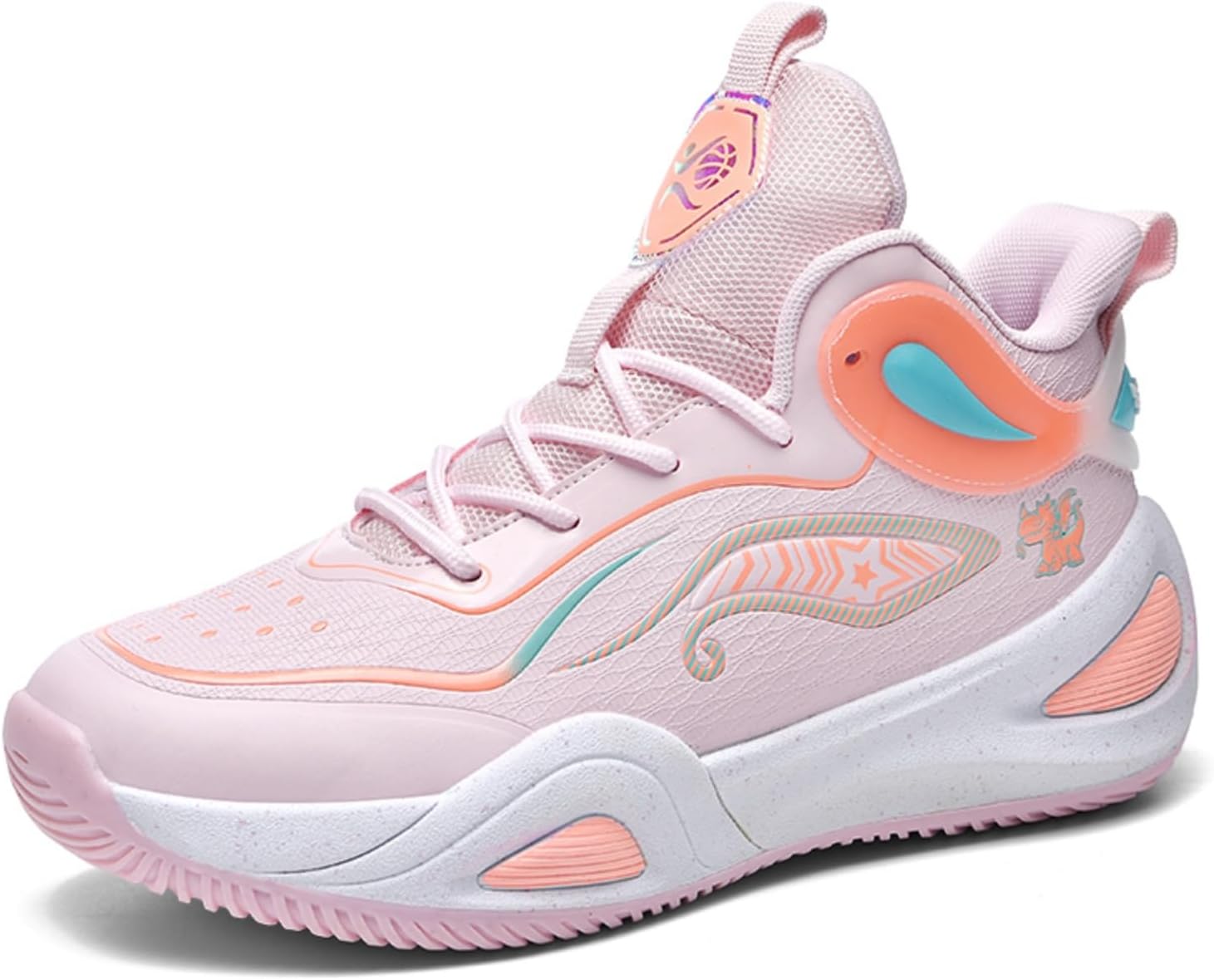 

Мужские высокие кроссовки на шнуровке из сетчатой ткани для баскетбола, модные, удобные, с противоскользящей подошвой для бега, ходьбы и тренировок Boaobaihuo, белый/красный