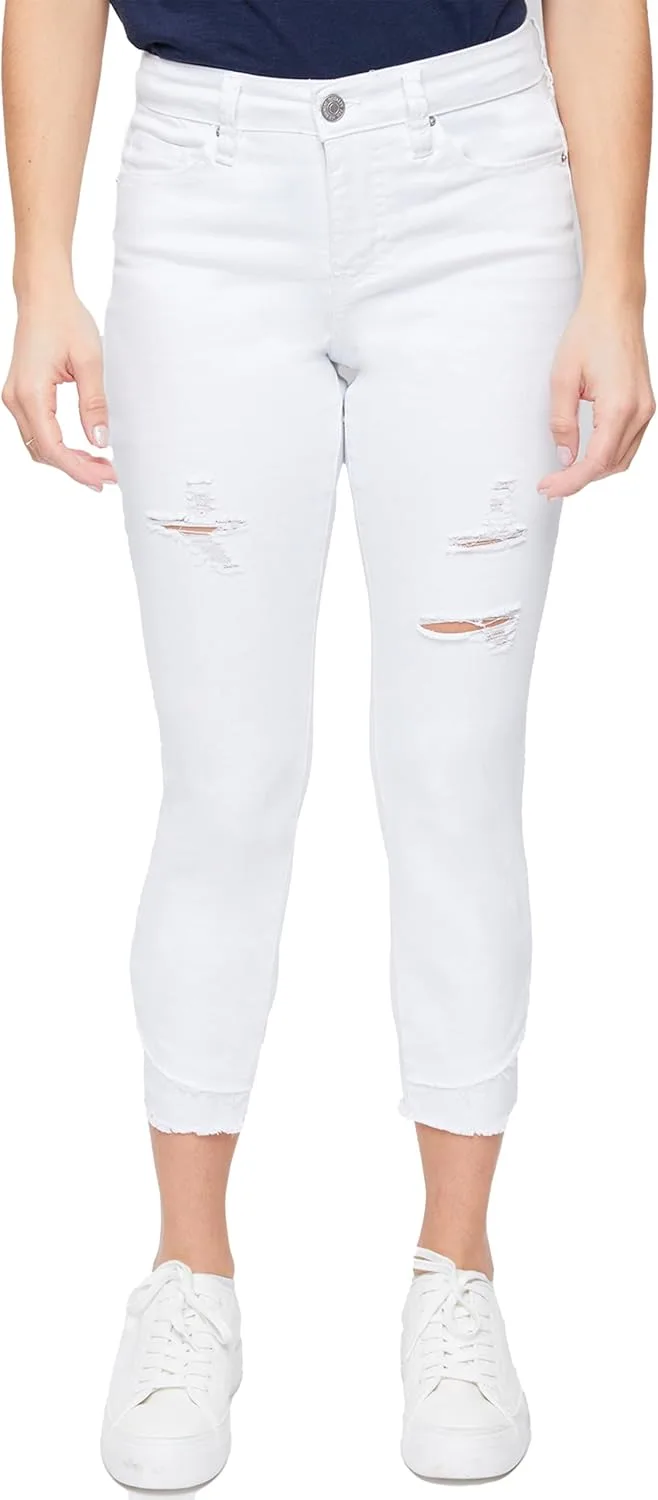 

Royalty for Me Women's Petite Skinny High Rise Ankle Jean с косым двойным потрепанным подолом