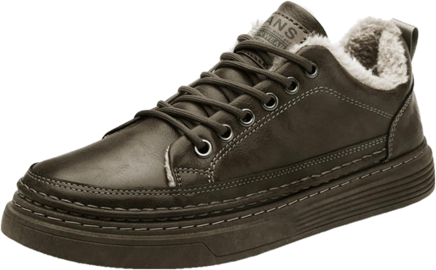 

Мужские коричневые флисовые ботинки на подкладке с шнуровкой, теплая повседневная обувь на зиму Aokisx