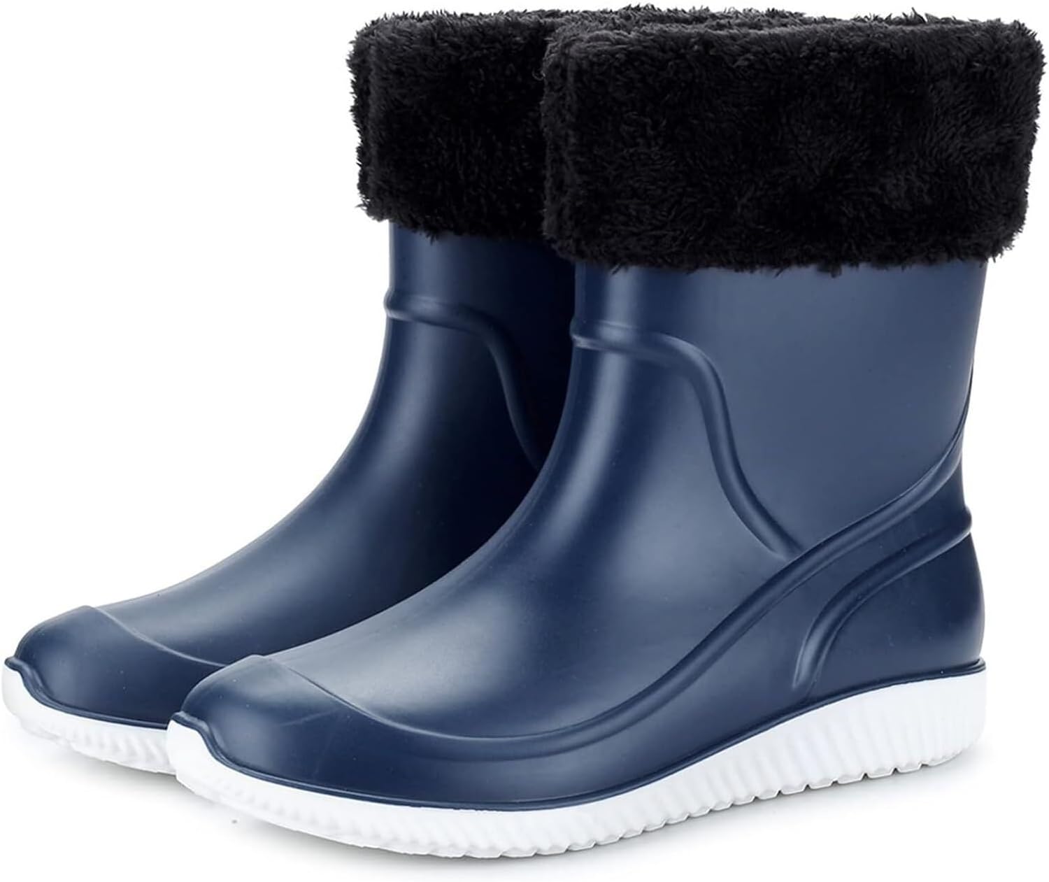 

Мужские теплые хлопковые дождевые ботинки водонепроницаемые противоскользящие ПВХ для взрослых резиновые сапоги Generic, белый/синий