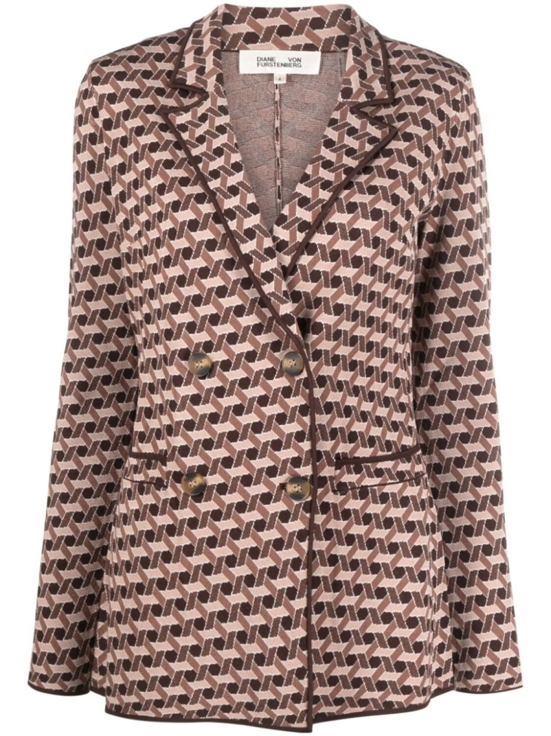 

Diane Von Furstenberg жаккардовый двубортный блейзер Dion, коричневый