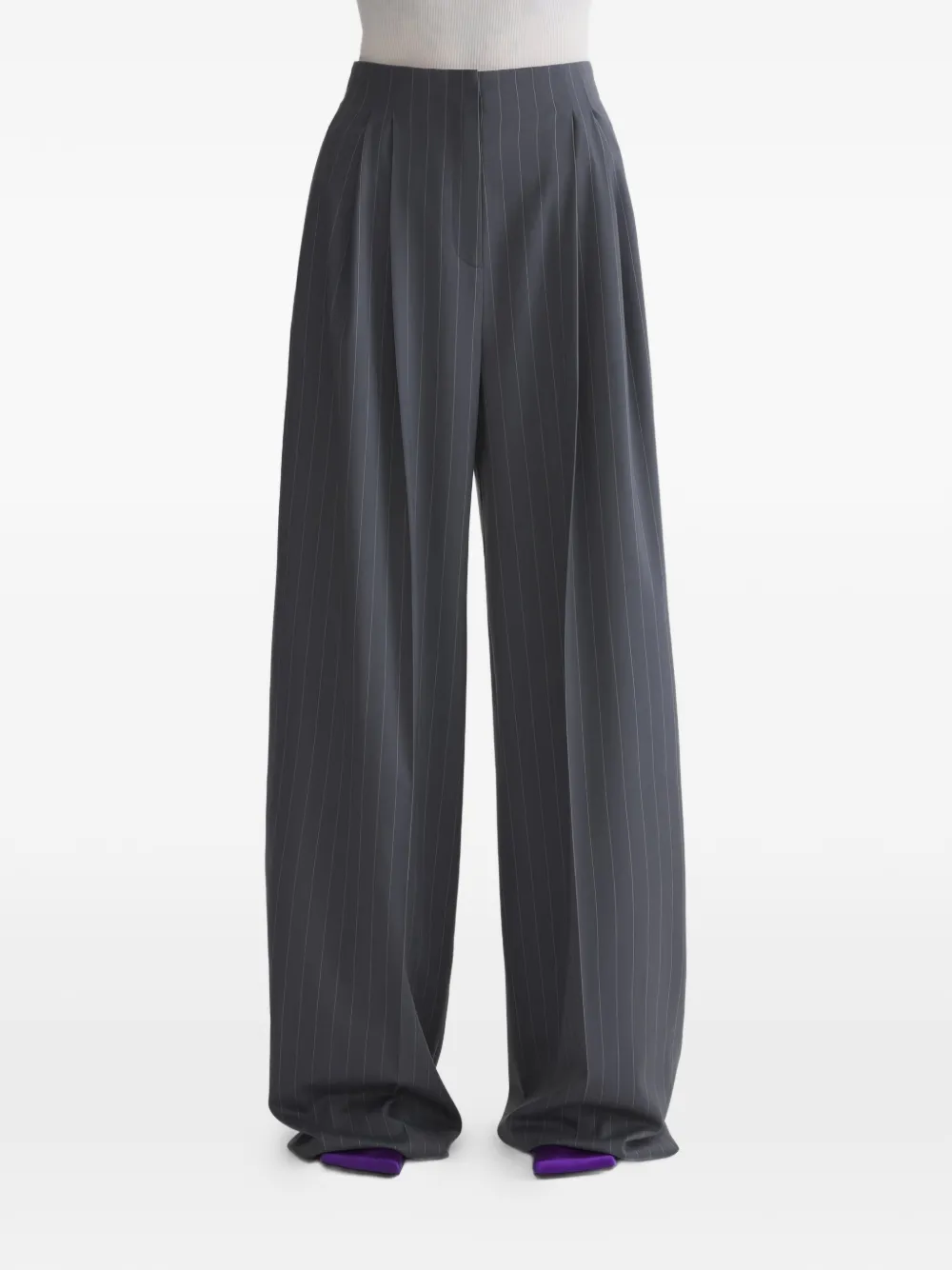 

Широкие брюки в тонкую полоску Mugler, серый
