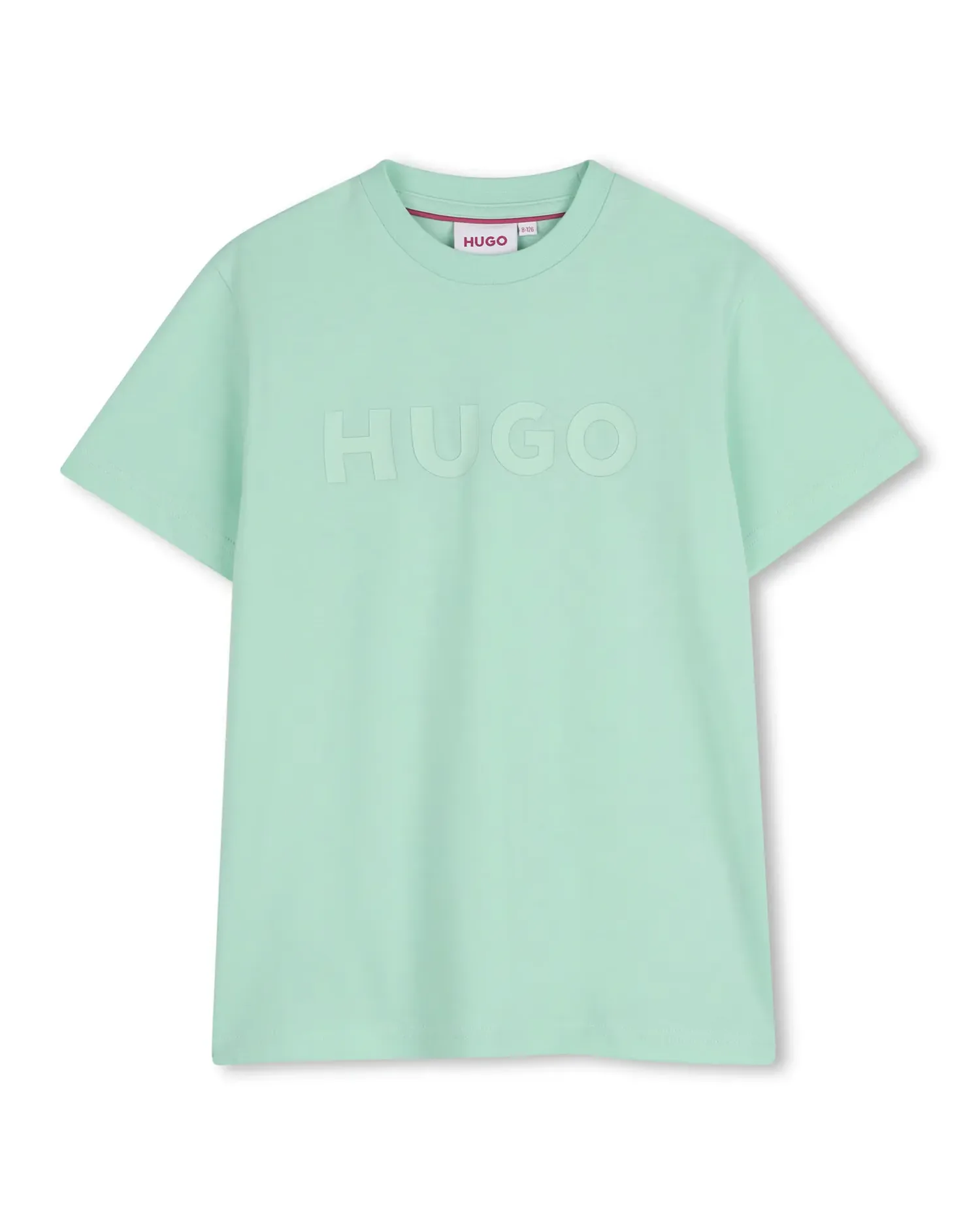 Детская футболка с коротким рукавом из однотонного хлопка Hugo, зеленый — фото 3