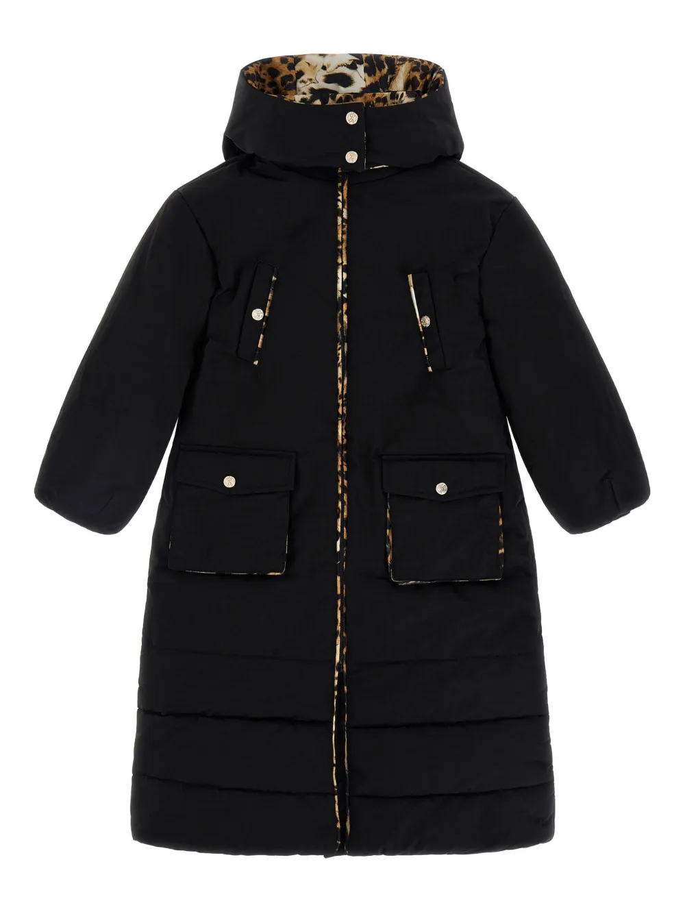 

Пальто с подкладкой с леопардовым принтом Roberto Cavalli, черный