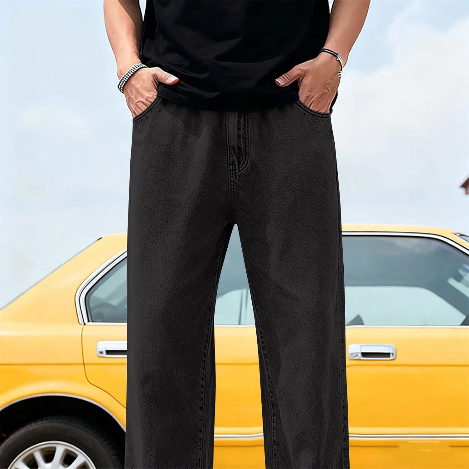 Джинсы свободные Mens Jeans, черный — фото 3