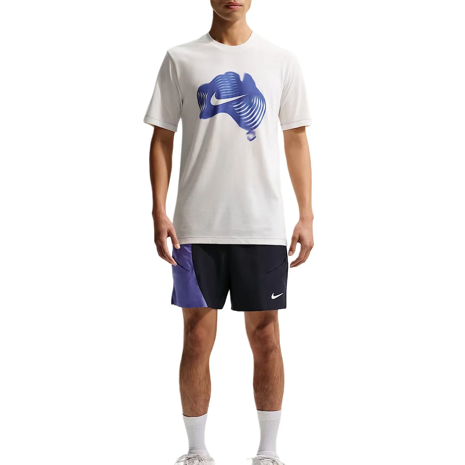 Мужская теннисная футболка Dri-FIT Nike, Sail White/Sapphire Blue — фото 3