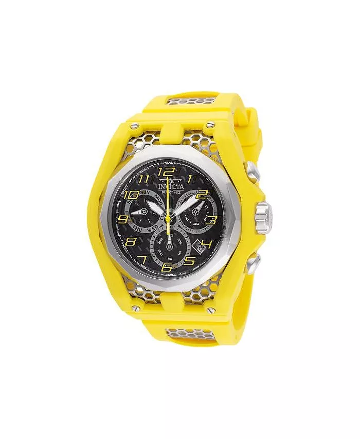 

Мужские часы Invicta Racing Quartz Chronograph 47206, черные, с серебристым циферблатом, желтый