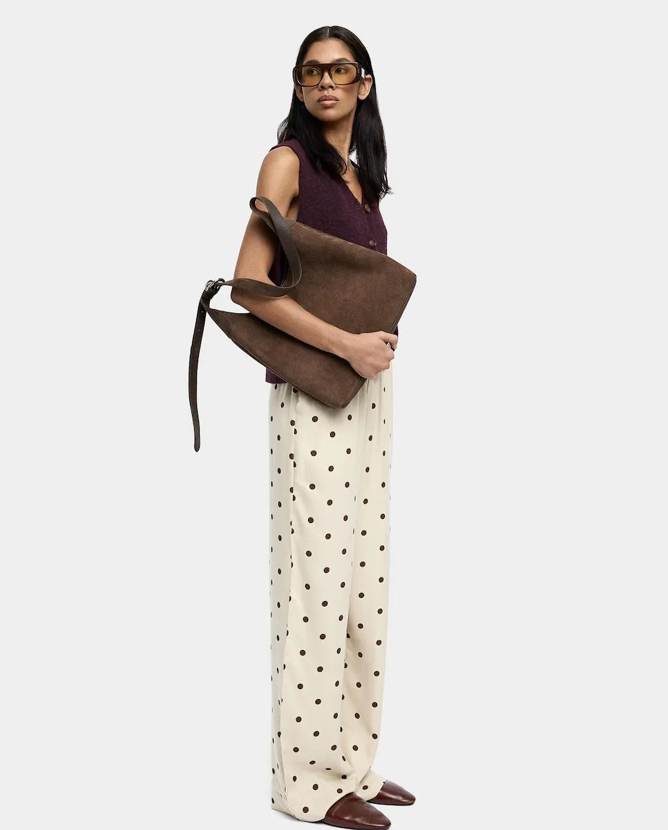 

Женские прямые брюки из 100% вискозы с принтом в горошек Parfois, коричневый/белый