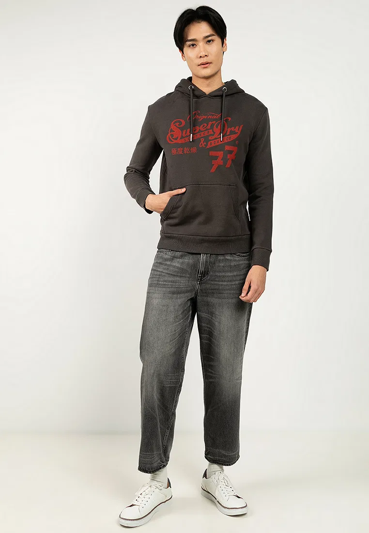 Толстовка с капюшоном, кожаная отделка, Leather & Boot Co Superdry, черный — фото 4