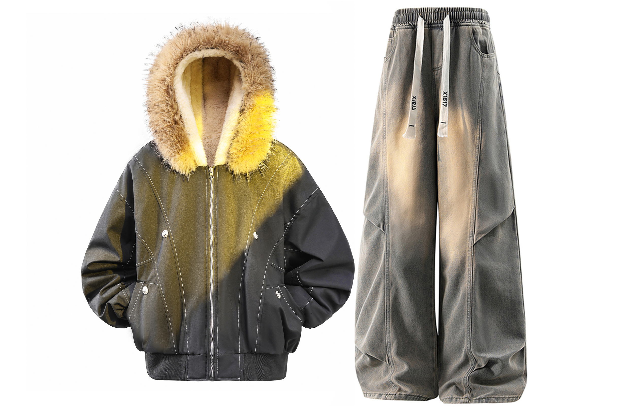 

Толстовка Casual Sportswear утепленная с капюшоном унисекс X1617, серый mountain hawk puffer jacket+желтый mud pants