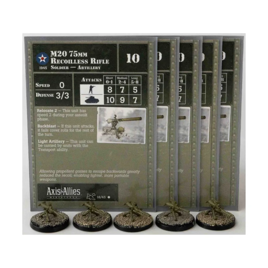 

75-мм безоткатная винтовка M20 x5, Axis & Allies - Collectible Miniatures Game - Reserves Singles