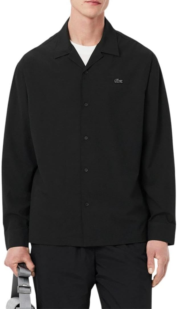 

Мужская рубашка Lacoste свободного кроя с тиснением под крокодила, Black