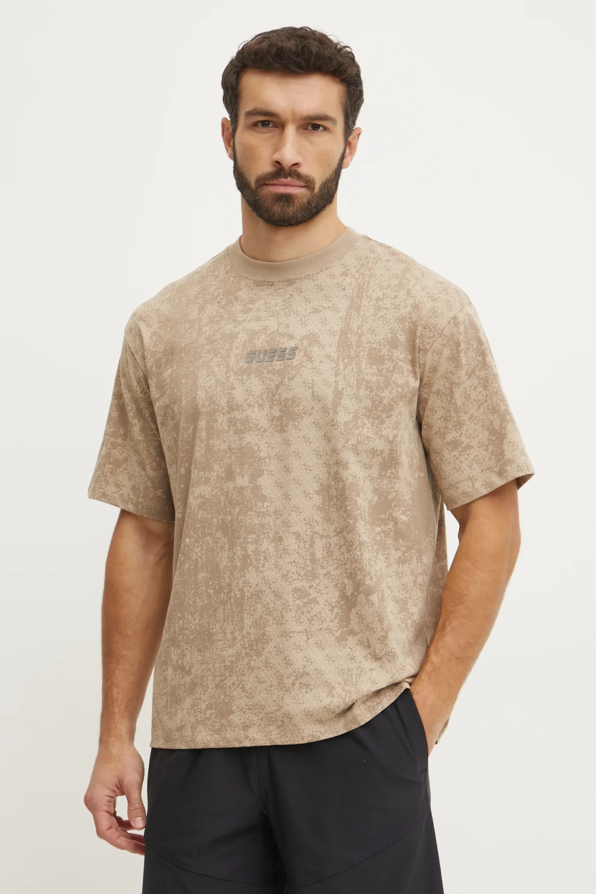 

Хлопковая футболка GOTAM Guess, бежевый